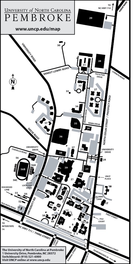 Campus Map - UNC Pembroke - Modern Campus Catalog™